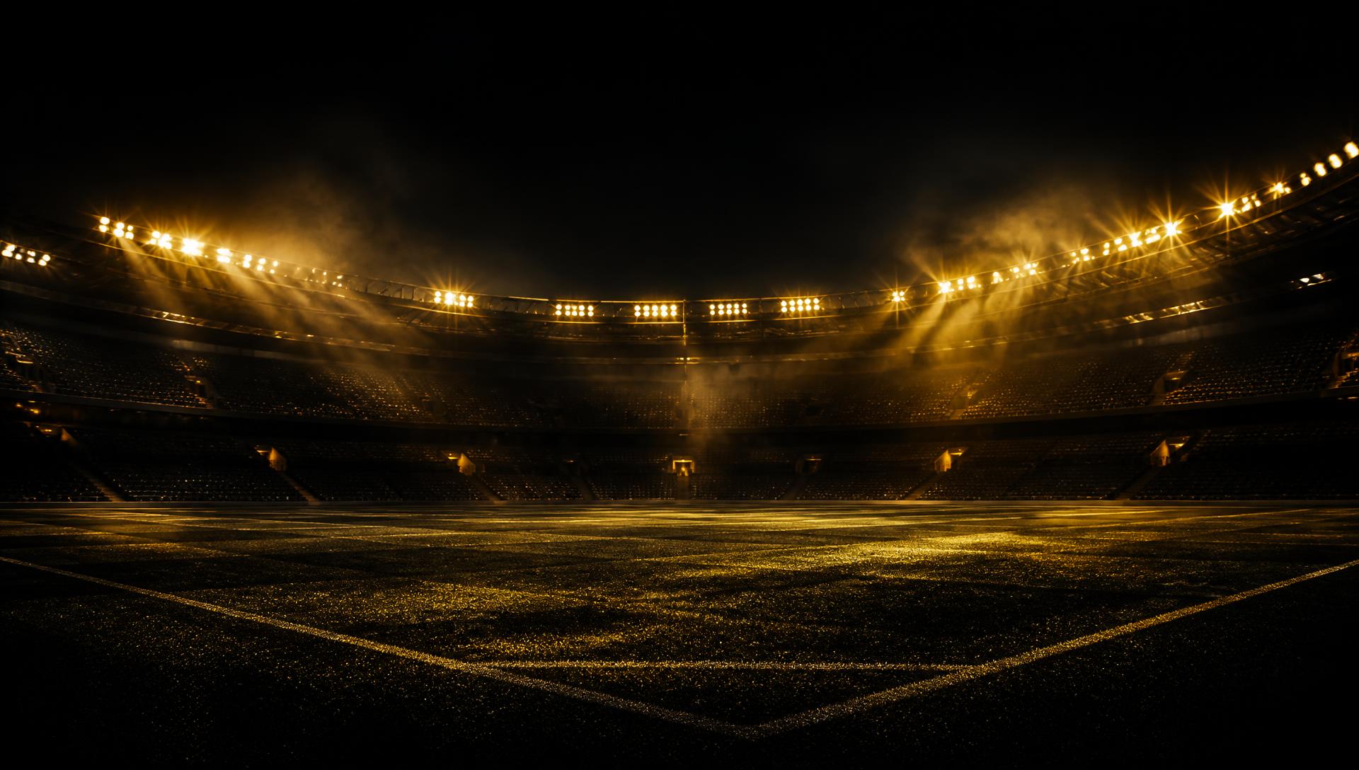 Stade de football illuminé la nuit